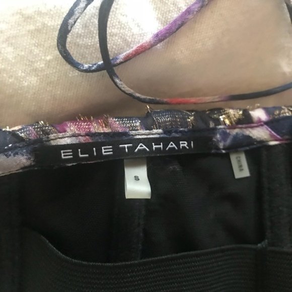 Elie Tahari Nia Metallic Jacquard Ruffle Bustier - Picture 7 of 13